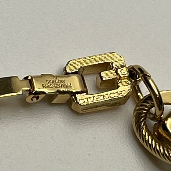 Givenchy Vintage Gold-Plated Bracelet w/ Blue-Green Crystals - Pre-owned - Picture 7 of 7